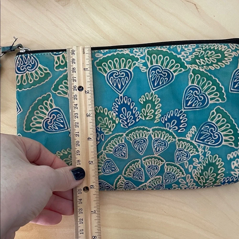 Teal and Navy Patterned Clutch padded